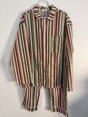Print Fresh men's pajama Candy Cane Striped Christmas Set Pjs Men’s Medium NWOT